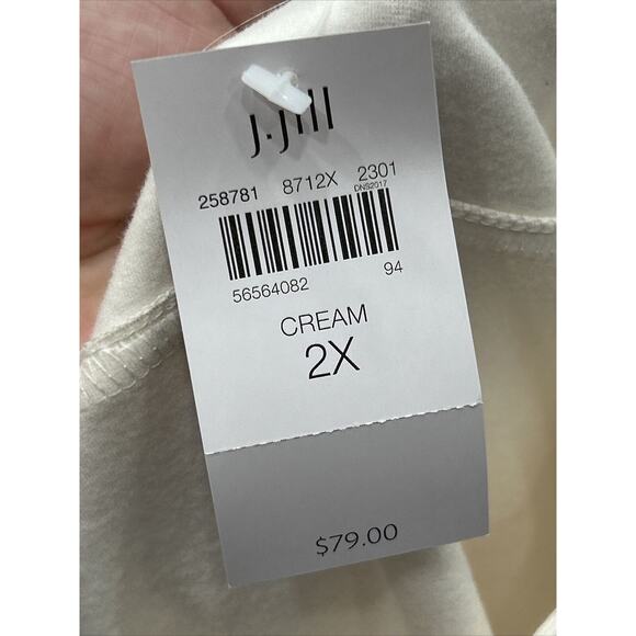 J Jill Wearever Collection 2X Cream Crew Neck 3/4 Sleeve V Neck Tunic Top NWT - Picture 4 of 9